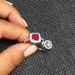Ruby CZ and Pink Topaz CZ Rings